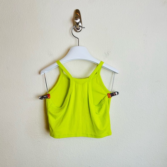NWT Ribbed Neon Bright Green Halter Crop Tank Top - Picture 5 of 5